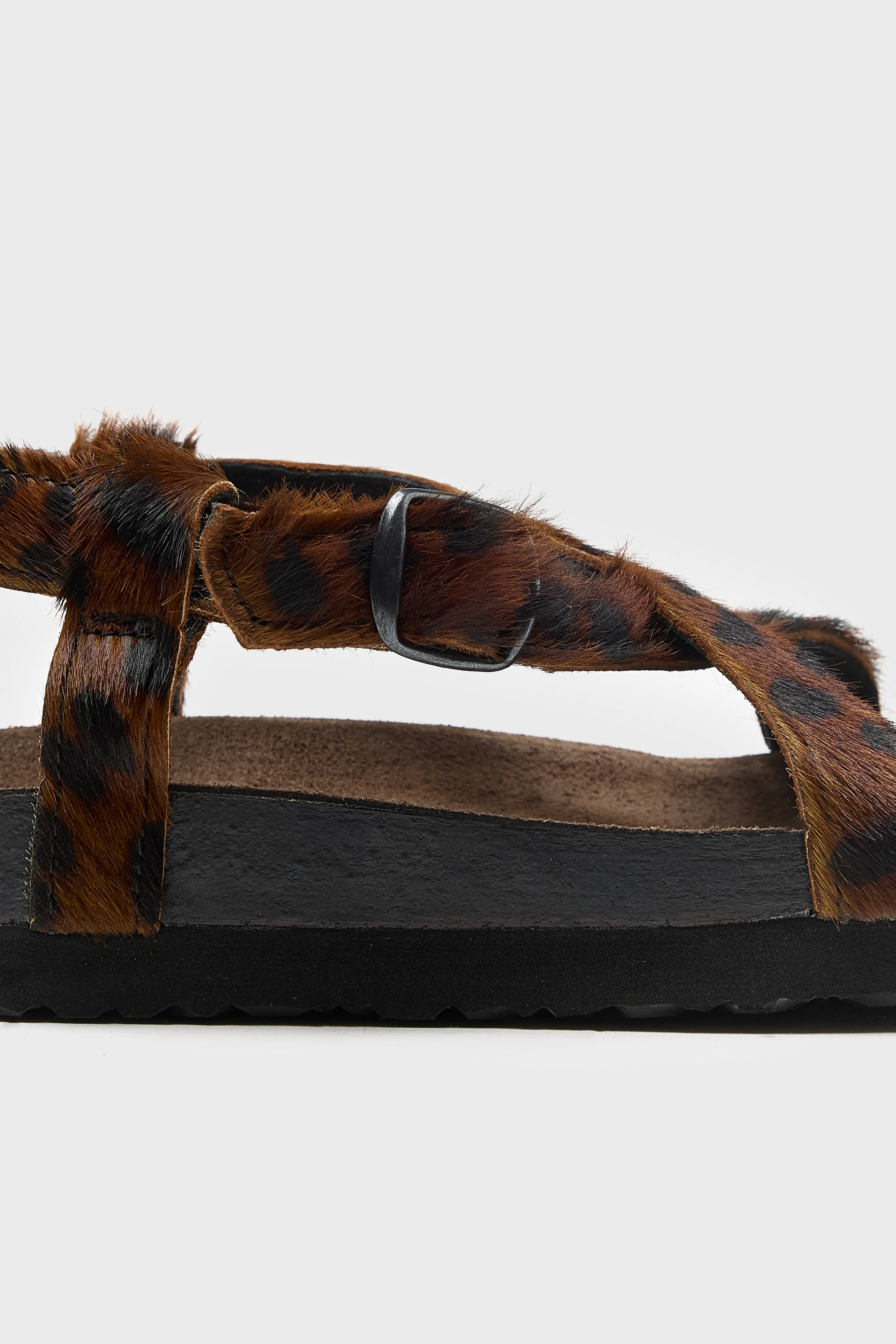 Bellerose Cheetah Ponyhair Cross Strap Sandals  (261 / W / BROWN)
