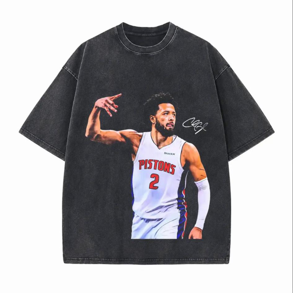 Detroit Basketball Star Number 2 Printed Unisex Washed T-Shirt
