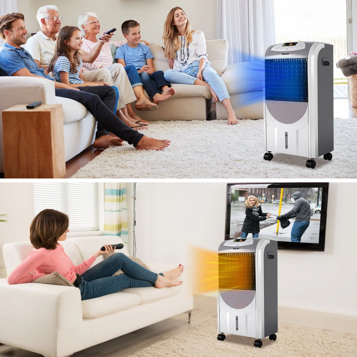 Costway Portable Air Cooler Fan & Heater Humidifier with Washable Filter Remote Control - Image 2
