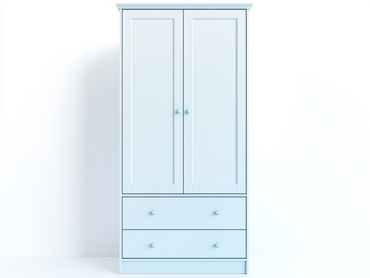 Armario rectangular blanco con puertas lisas y dos cajones inferiores madera 100x50x190cm dormitorio ropa almacenaje