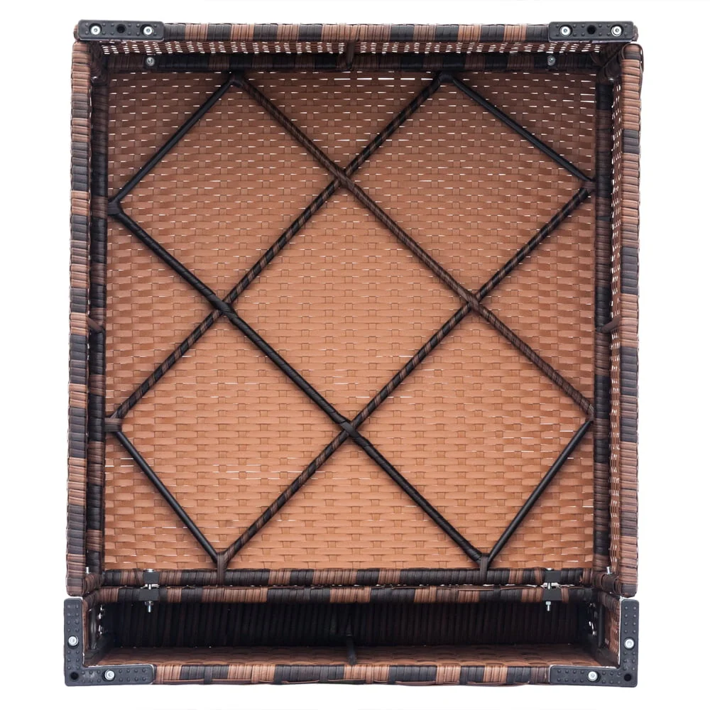 Wicker Patio Sofa Sets, 7 Pieces Outdoor Seating Sets, Lounge Sofa and Tempered Glass Coffee Table, Deck Front Garden Furniture Set, Brown Rattan + Beige Cushion - Image 11
