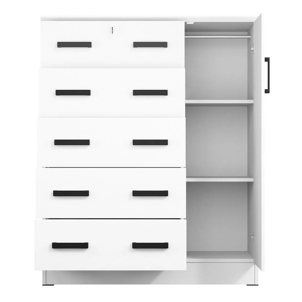 Better Home Products JCF Sofie 5 Drawer Wooden Tall Chest Wardrobe in Mahogany - Image 20