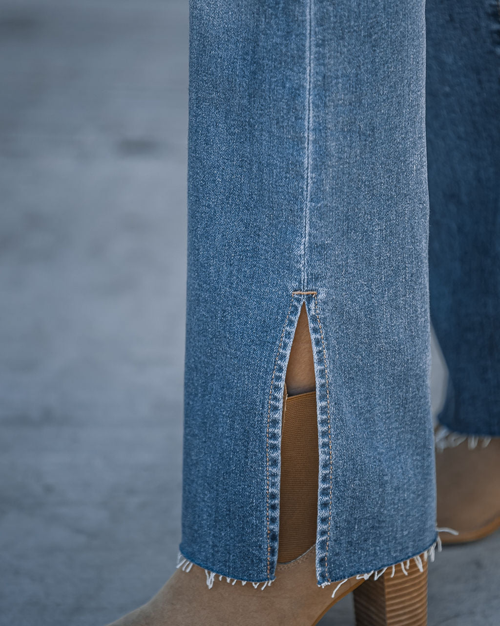 Charlotte Mid Rise Stretch Split Hem Bootcut Jeans - Se7enfashion
