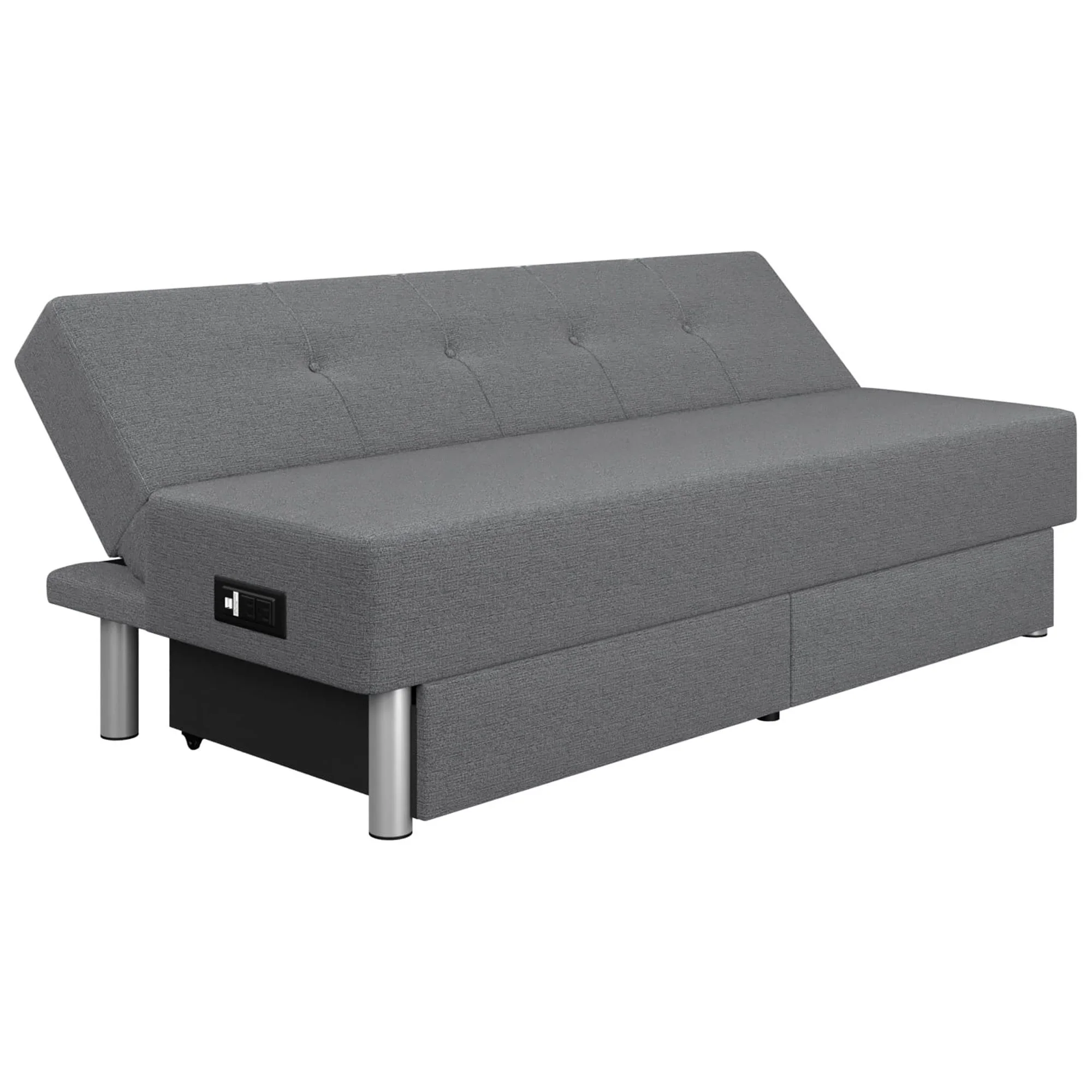 Serta Windsor Futon with Storage and Power, Gray Fabric