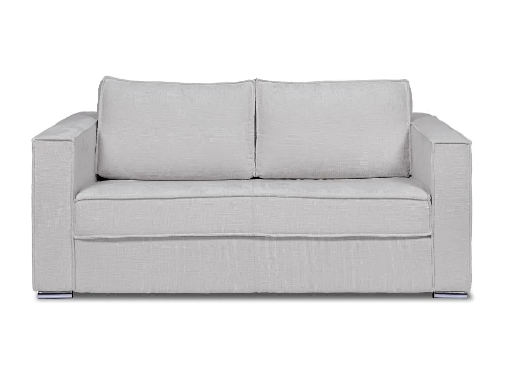 Sofá cama de 3 plazas de apertura rápida de tela texturizada gris claro - 140 cm - Colchón de 18 cm Jmmhogar