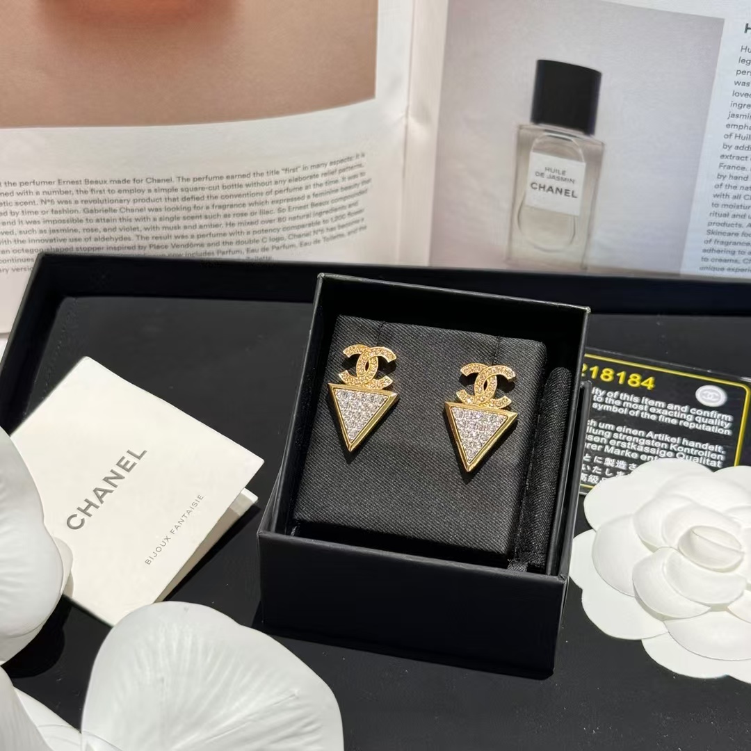 Chanel Geometric Triangle Stud Earrings - Original Replica Club