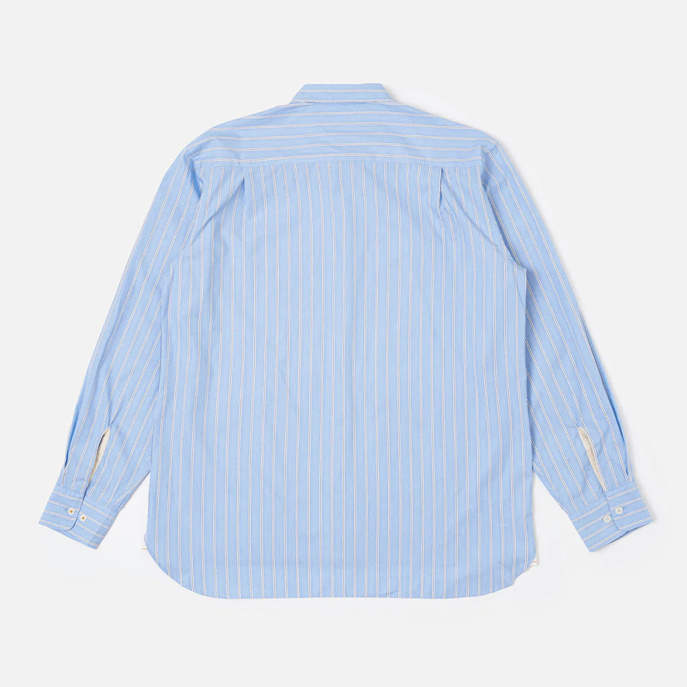 Universal Works - Chemise Square Pocket - Bleu à rayures