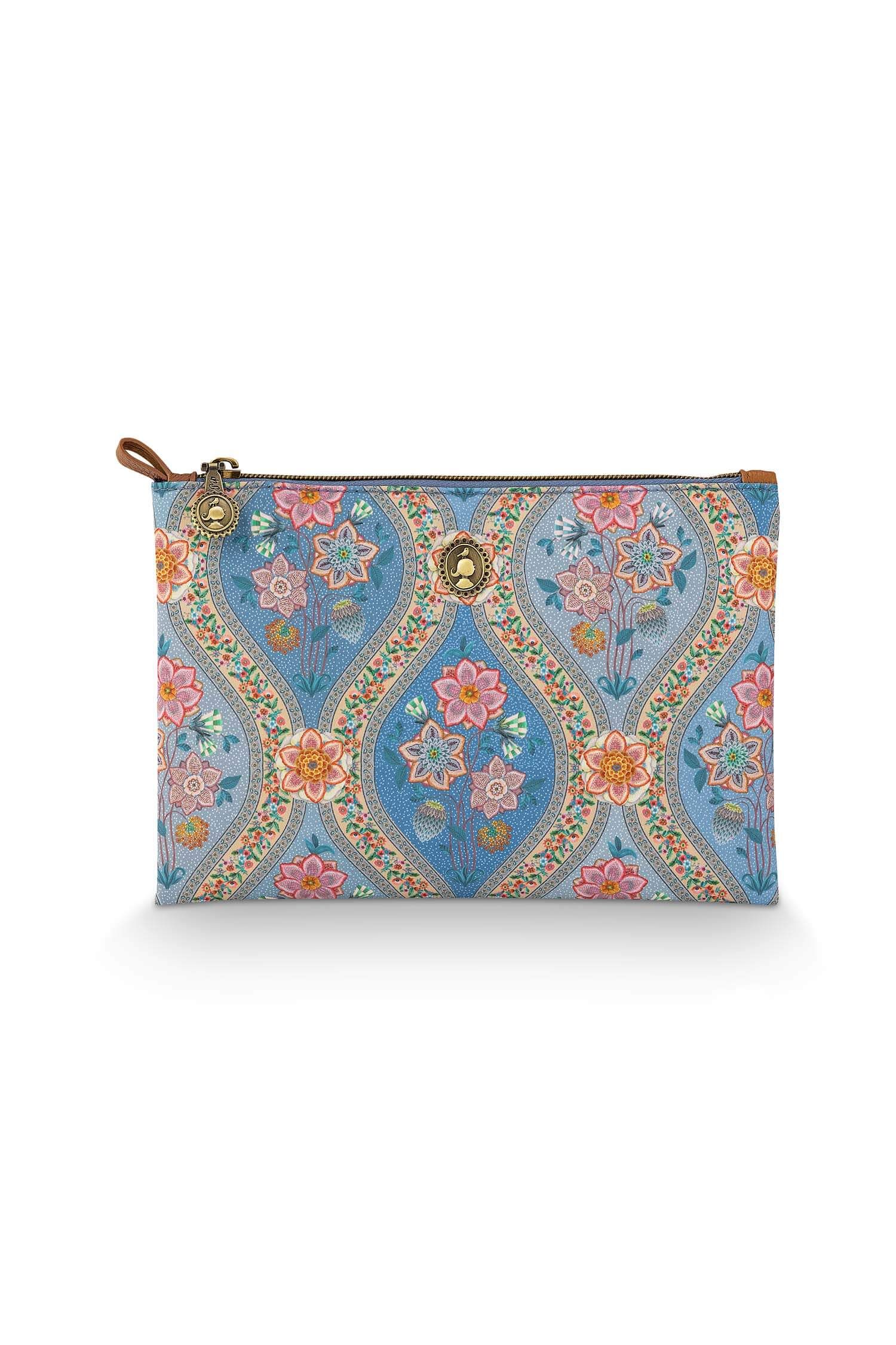 Cosmetic Flat Pouch Charly Medium Ornamento Blue