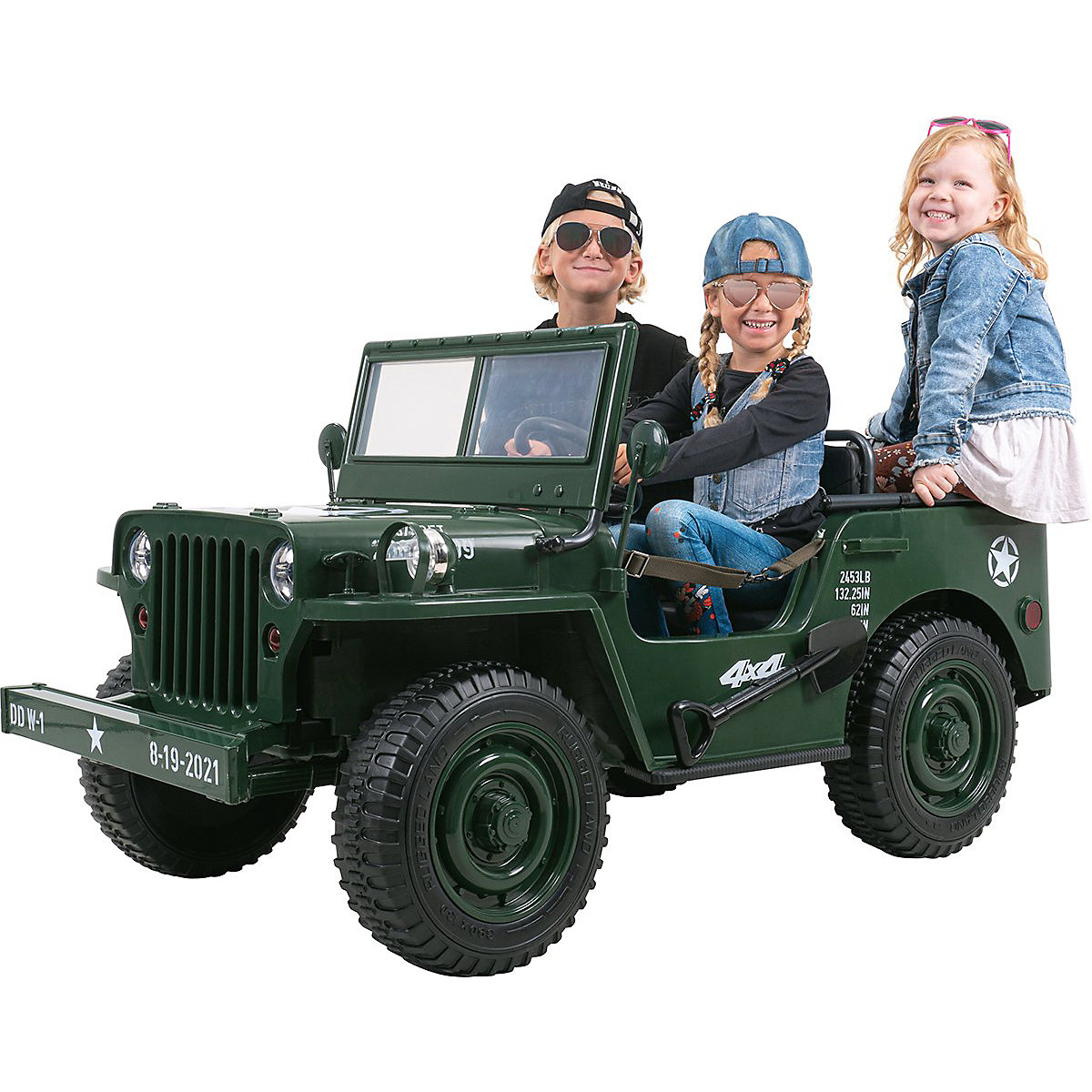 Kinder Elektroauto Jeep Willys - 4x45 Watt - Kinderauto mit Fernbedienung - Soundmodul grün