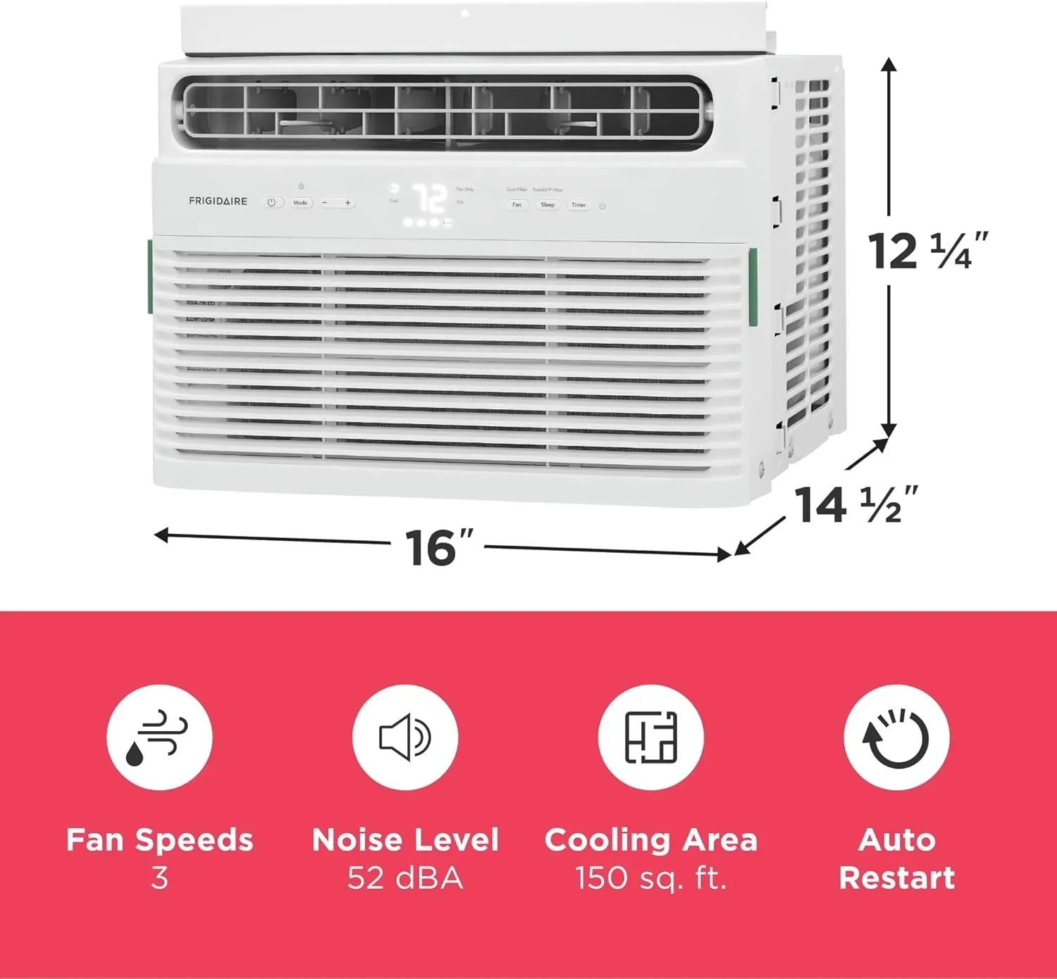 Frigidaire 5,000 BTU Window Air Conditioner Remote Control Cools Up to 150 Sq. Ft. Quiet Operation