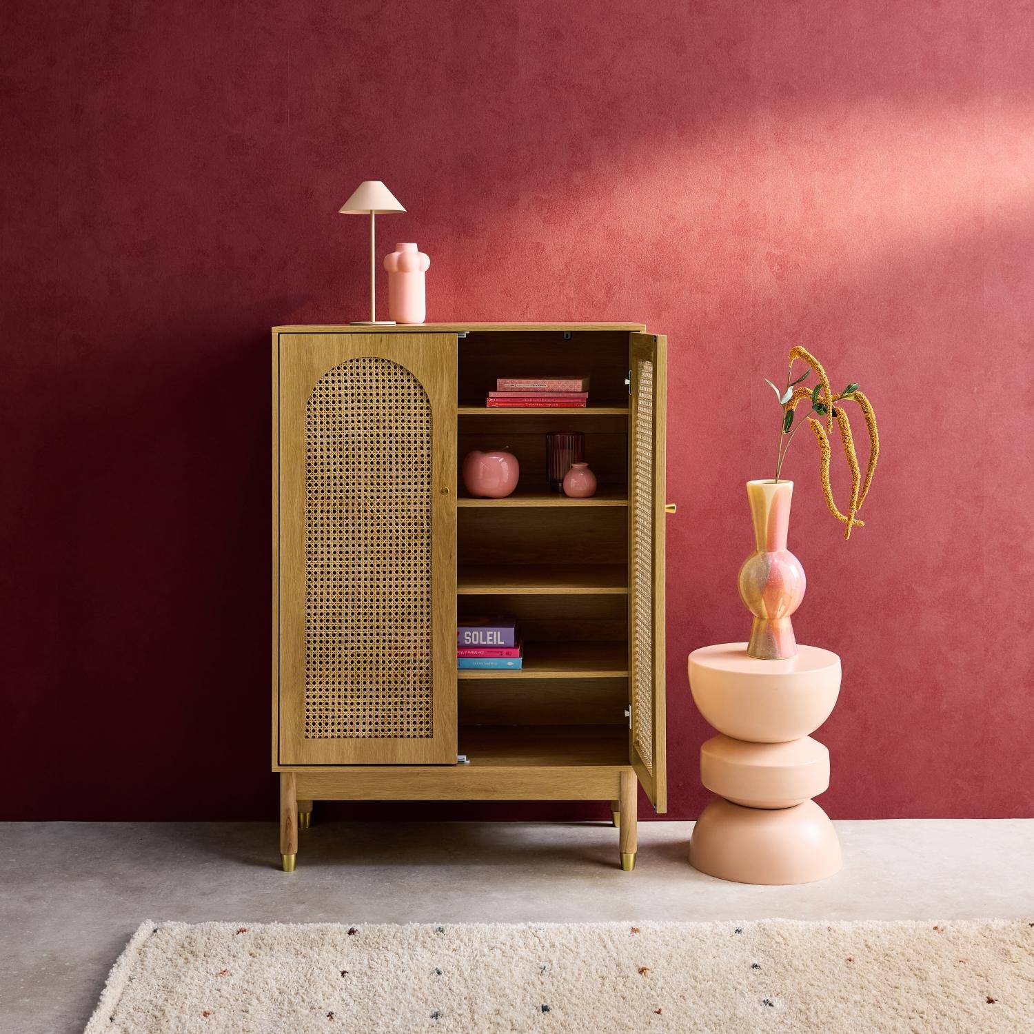 Judith - Mueble zapatero con 2 puertas de caña