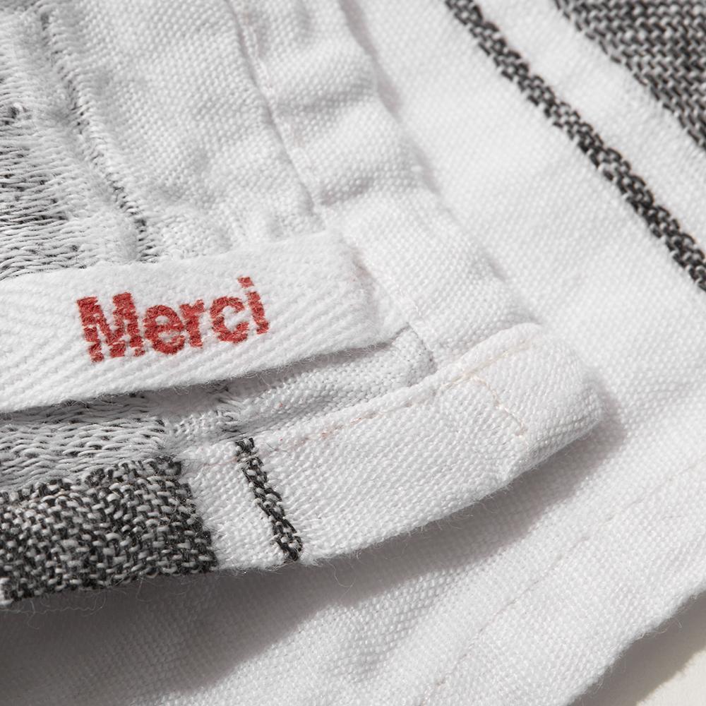 Torchon en lin lavé - Merci Noir