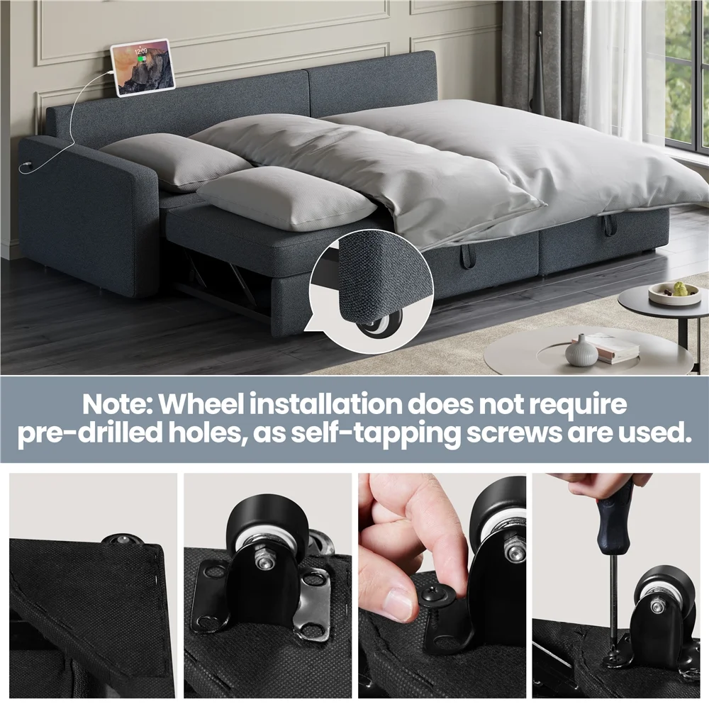 Alden Design Reversible Sectional Sofa with USB & Type-C Ports for Livingroom, Light Gray - Image 48