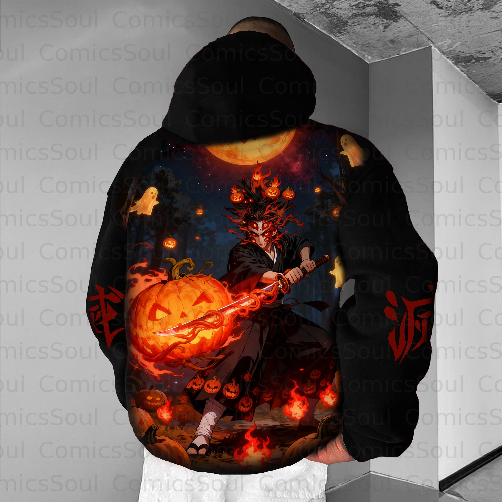 Unisex Halloween Anime Graphic Streetwear Vintage Hoodie