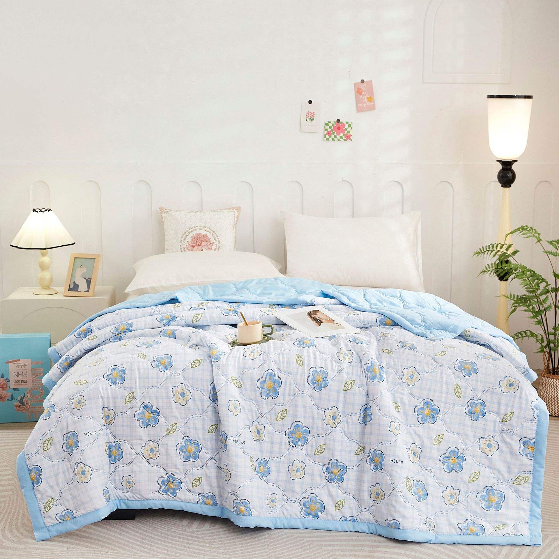 Washed Cotton Summer Quilt Cartoon Printed Breathable Soft Thin Air Condition Quilt