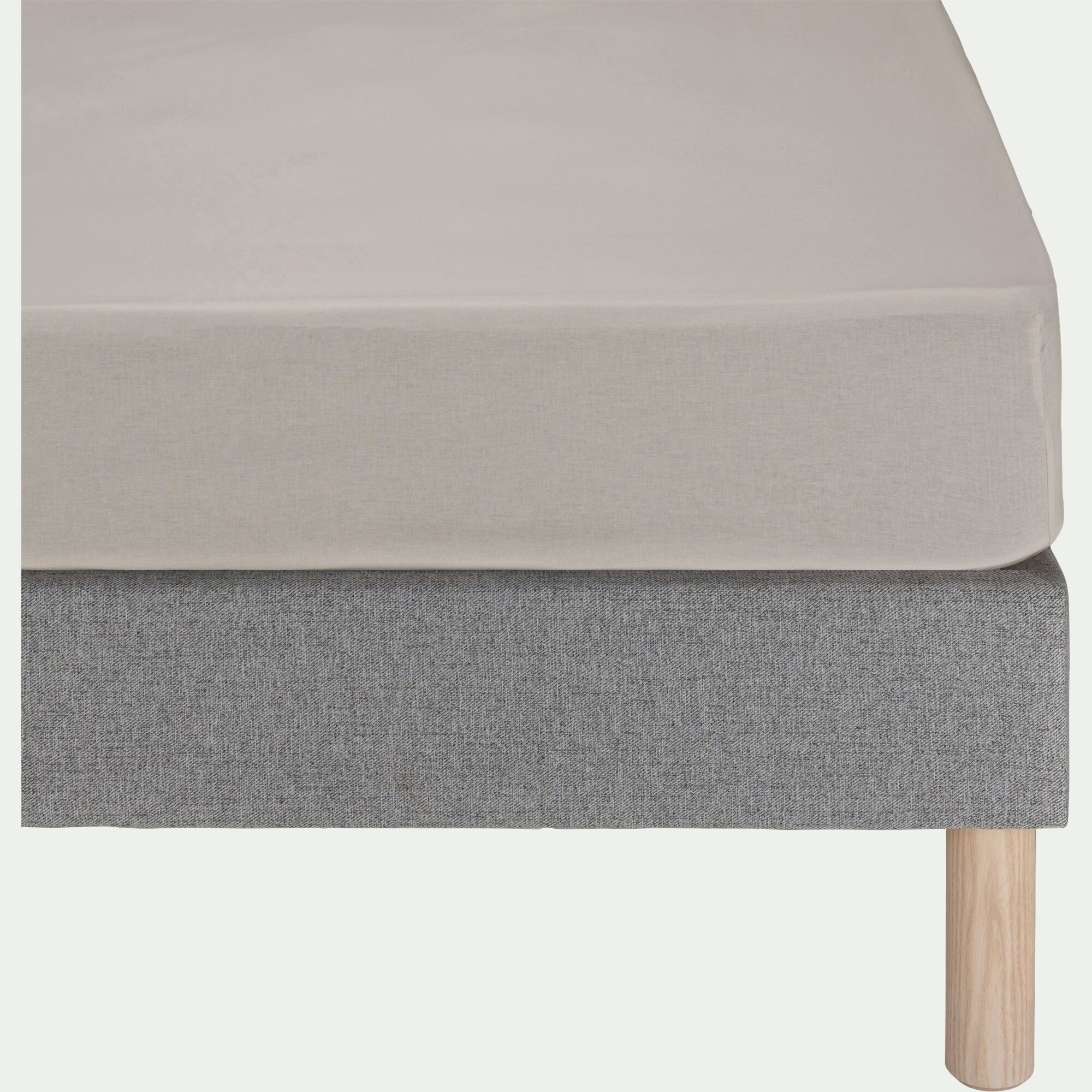 EOLI - Drap housse en coton 140x200cm B40cm - gris vésuve