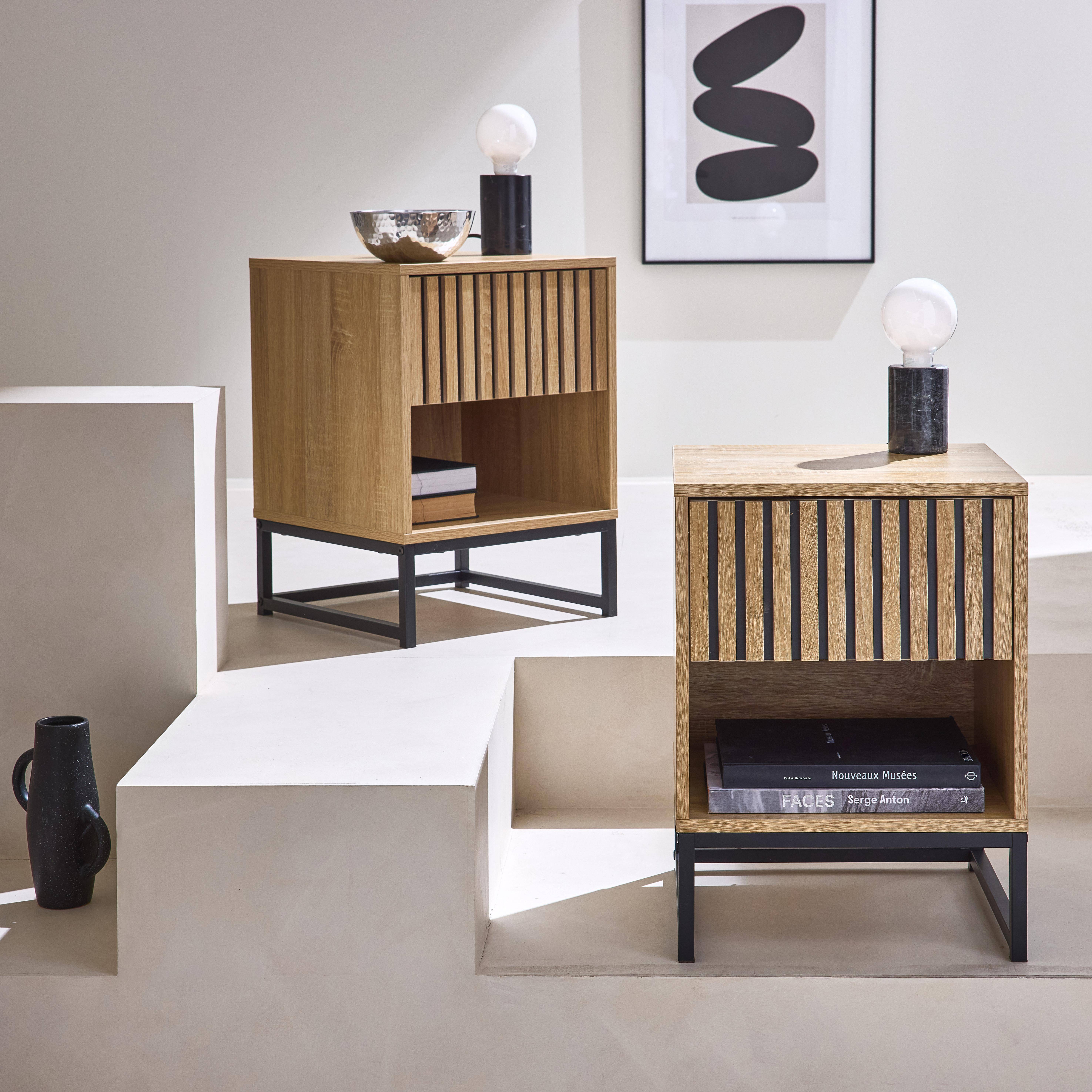Lisbonne - Mesitas de noche contemporáneas con 1 cajón, set de 2