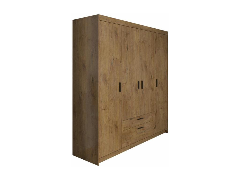 Armario Tucson 153, Lefkas roble, 191x176x53cm, Puertas de armario: Con bisagras