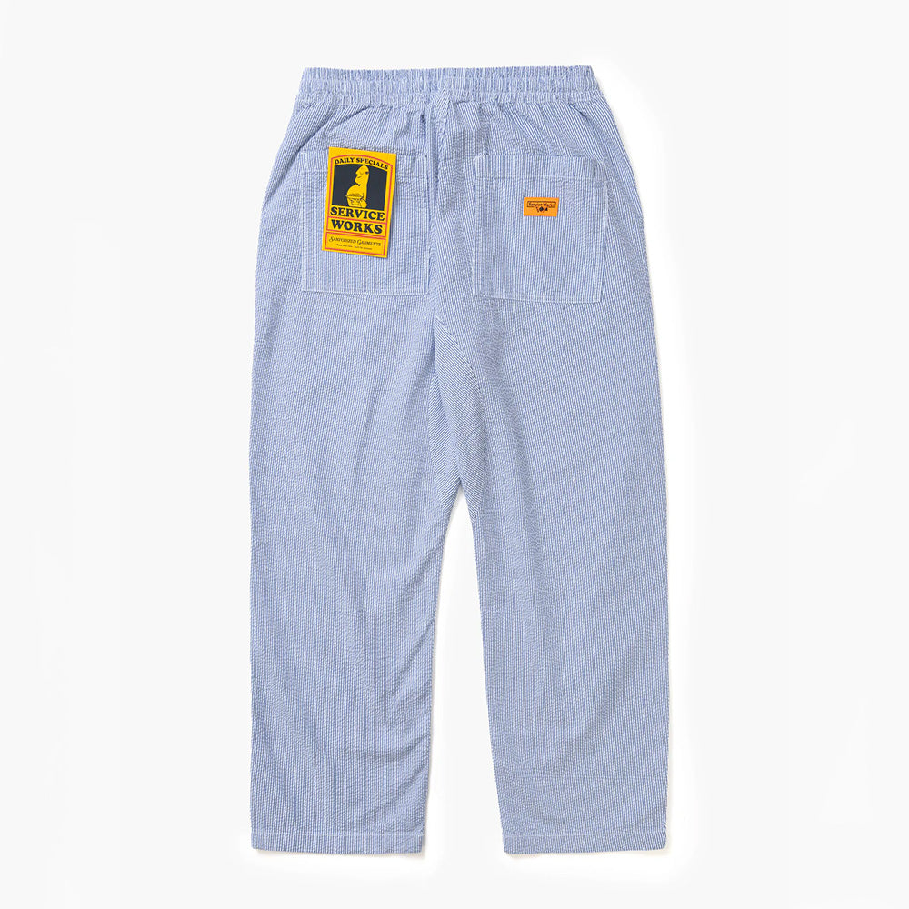 Service Works - Pantalon Chef Seersucker - Bleu à rayures