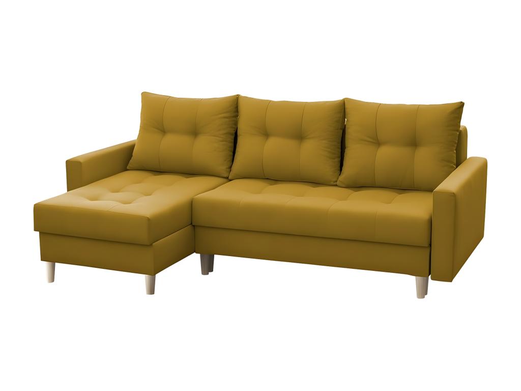 Sofá rinconero Boulder 100, Amarillo, Función de descanso, Caja de ropa de cama, 222x90cm