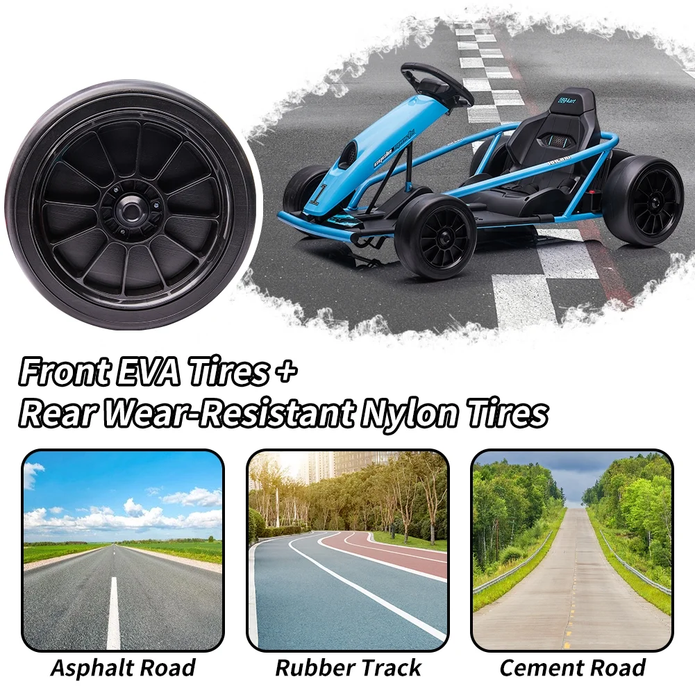 Kojooin Go Kart for Kids,24V Battery 300WX2 Motors Pedal On Foot Go Cart,8MPH High Speed Drifting Car with Slow Start Function,Rose red - Image 18