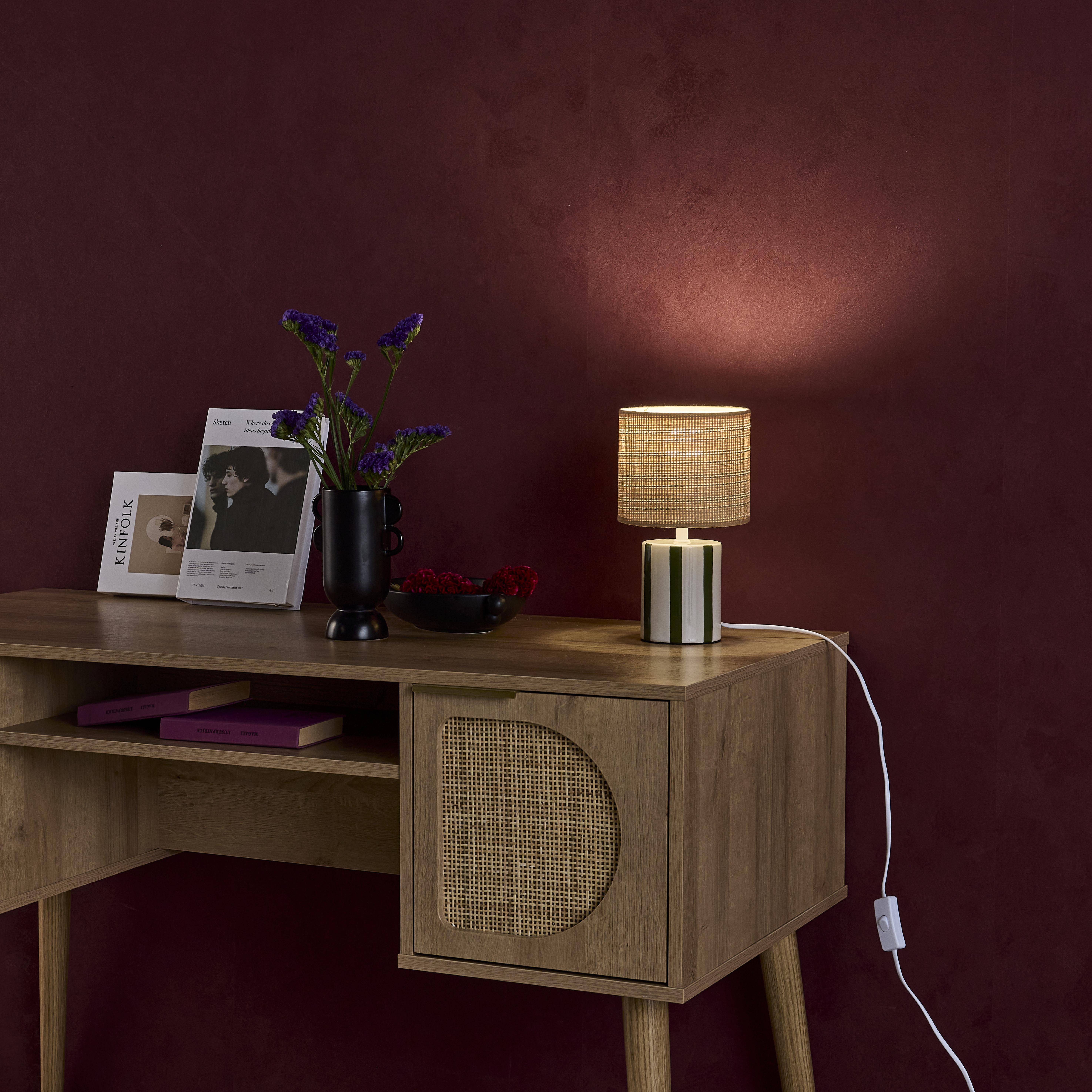 Aurore - Lámpara de mesa interior cerámica pantalla de efecto de mimbre