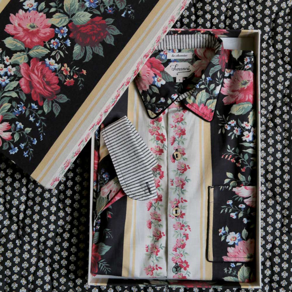 Suranné - Chemise - Noir Fleurs