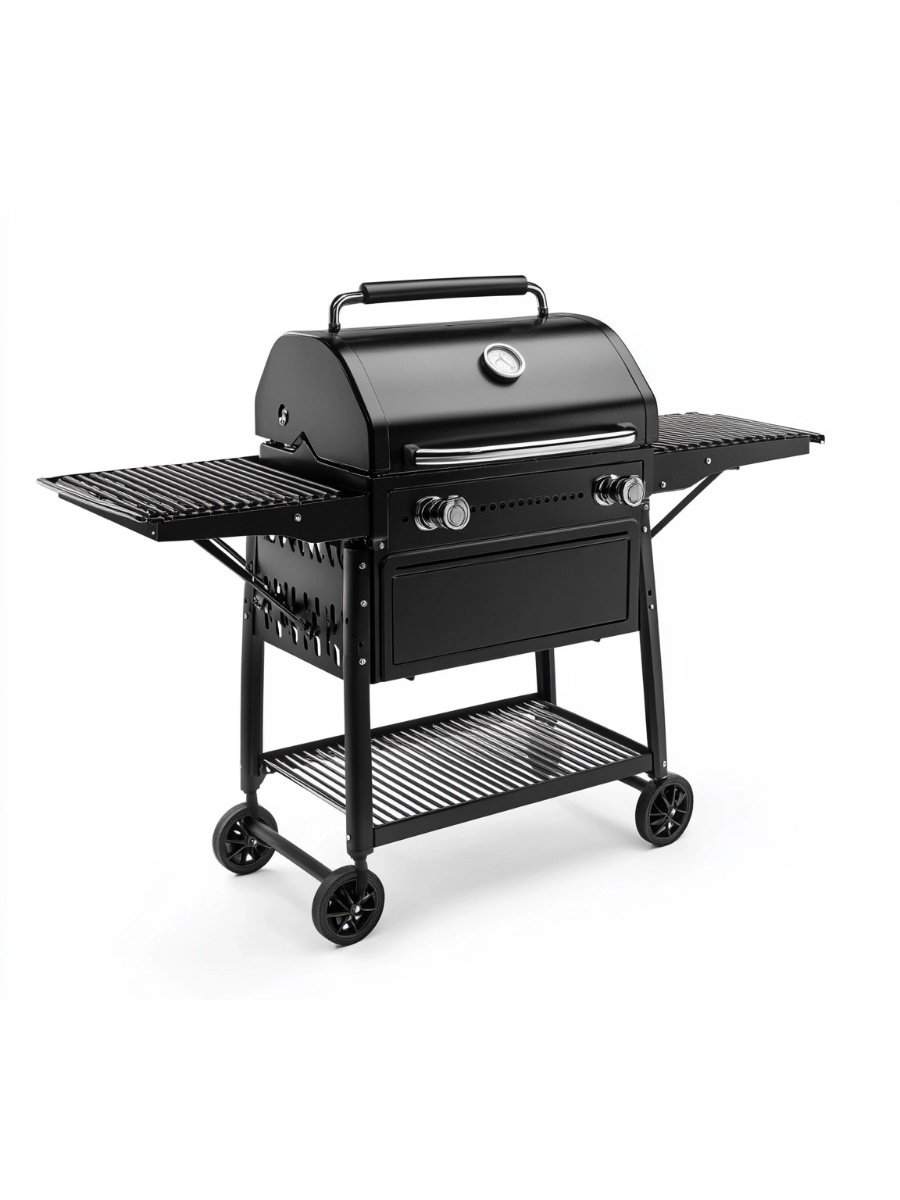 Ahumador barbacoa grill carbón negro acero exterior 143 cm