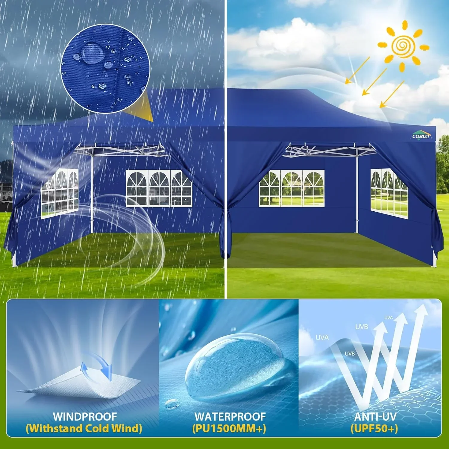 COBIZI 10x20 Heavy Duty Pop up Canopy Tent 6 sidewalls Commercial Canopy Wedding Party Tents