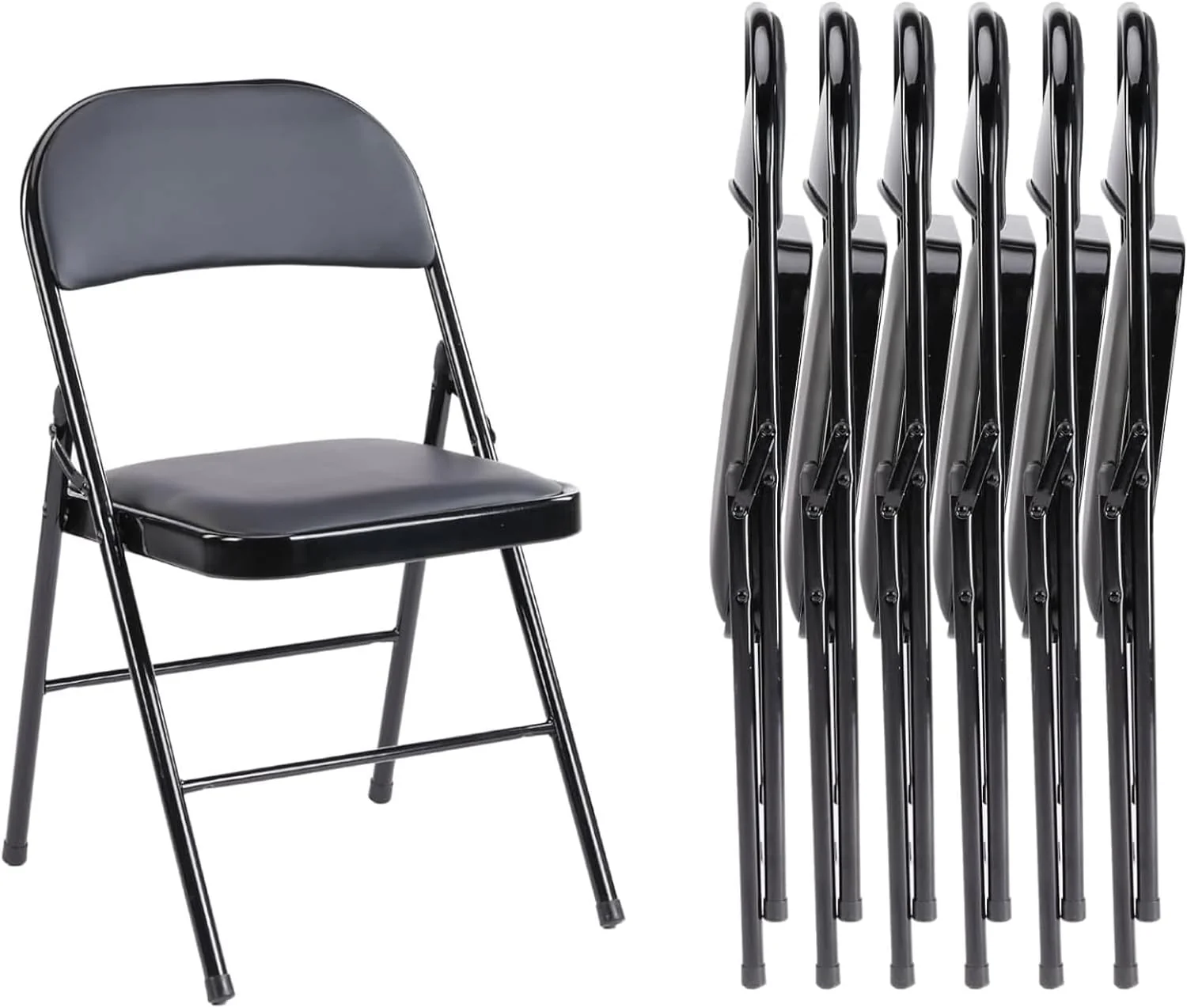 Sweetcrispy Folding Chair 12 Pack, Leather Padded Folding Chairs, Sturdy Metal Foldable Chairs