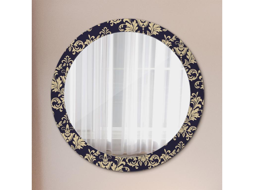 Espejo decorativo redondo - Estampado floral - 80 cm