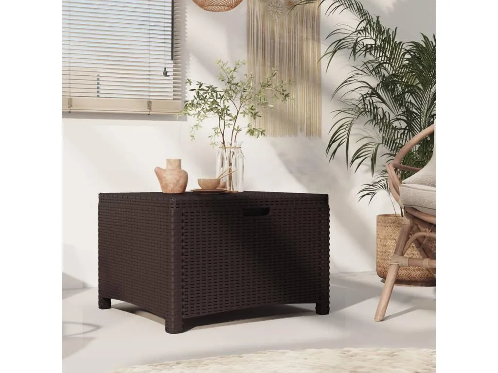 Caja de almacenaje para jardín 60x54x41 cm pp rattan marrón wld3613195