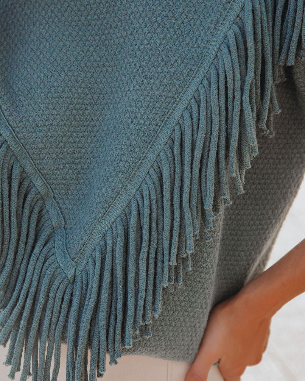 Annie Knit Fringe Turtleneck Pullover Sweater - Dusty Sage - Se7enfashion