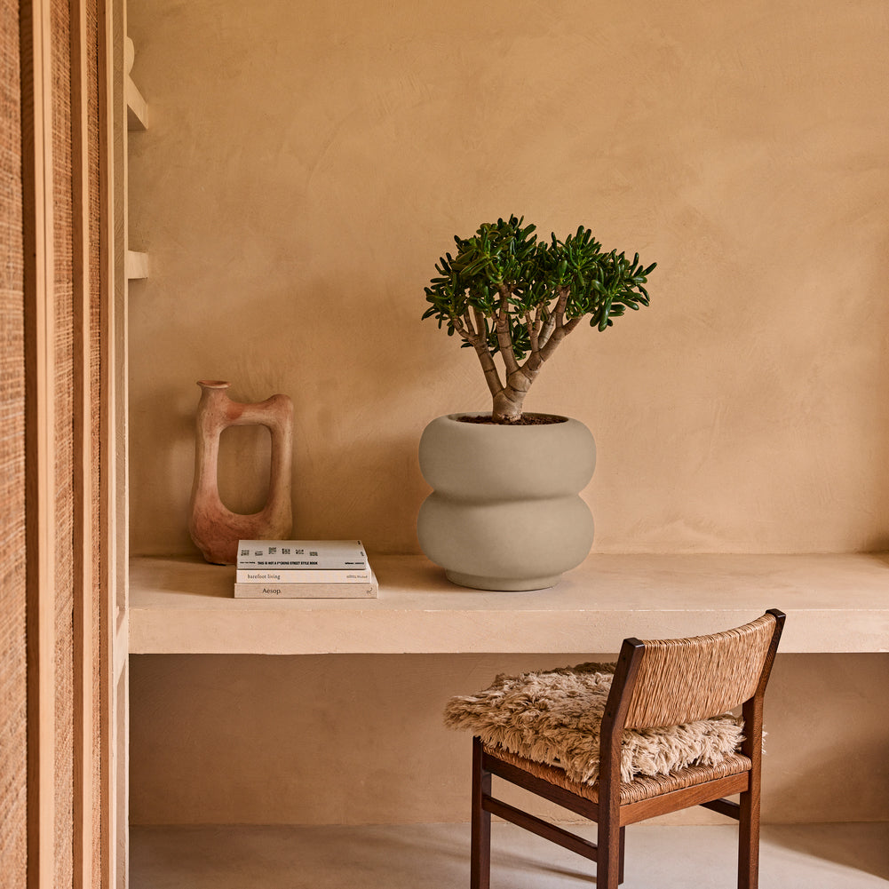 Elho Amber Roll Low 43 - Balanced beige - Ø 43 x H 40 cm - Binnen en B