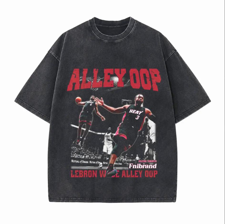 LeBron & Wade Alley-Oop Printed Unisex Washed T-Shirt