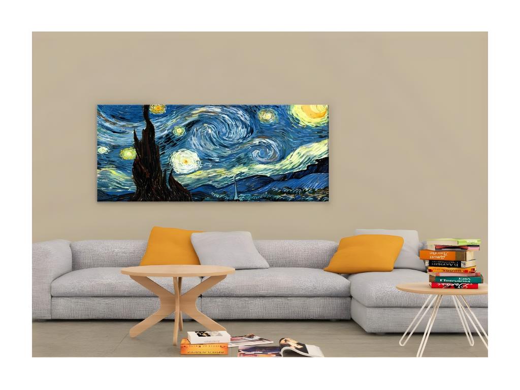 Impresión sobre Lienzo Noche Estrellada, Multicolor, 100x3x70 cm, Lujodec