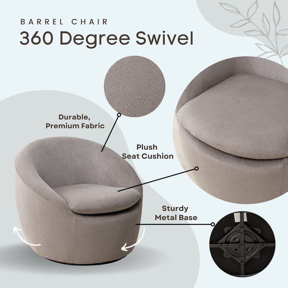 Roundhill Furniture Winnie Modern Barrel Chair, 360- Swivel - Image 24