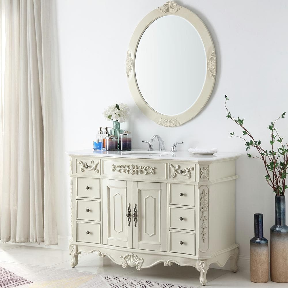 WAYFAIR Home Decorators Collection - Single Sink Freestanding Bath Vanity With White Marble Top