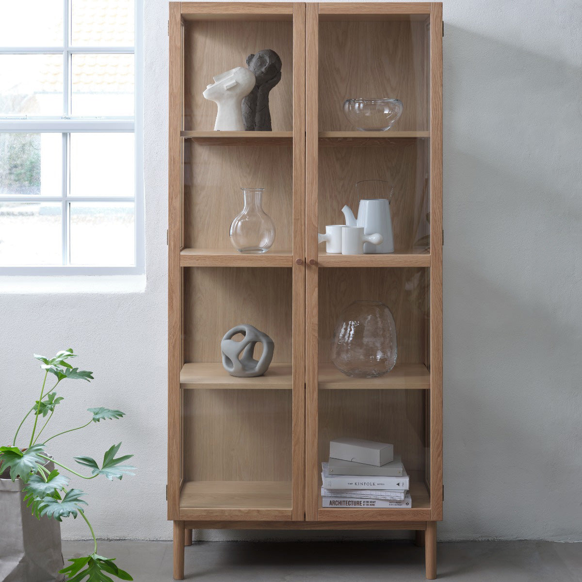 Blokker Fika Vitrinekast - H 190 cm - Naturel Eiken