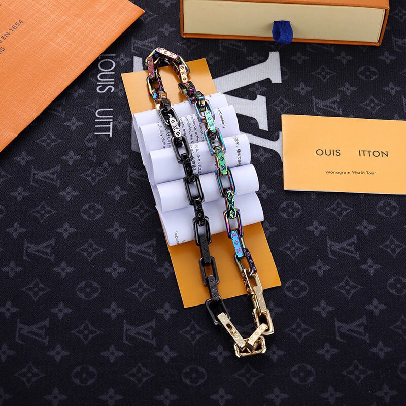 Louis Vuitton Mixed Color Cuban Chain Mens Necklace - Original Replica Club