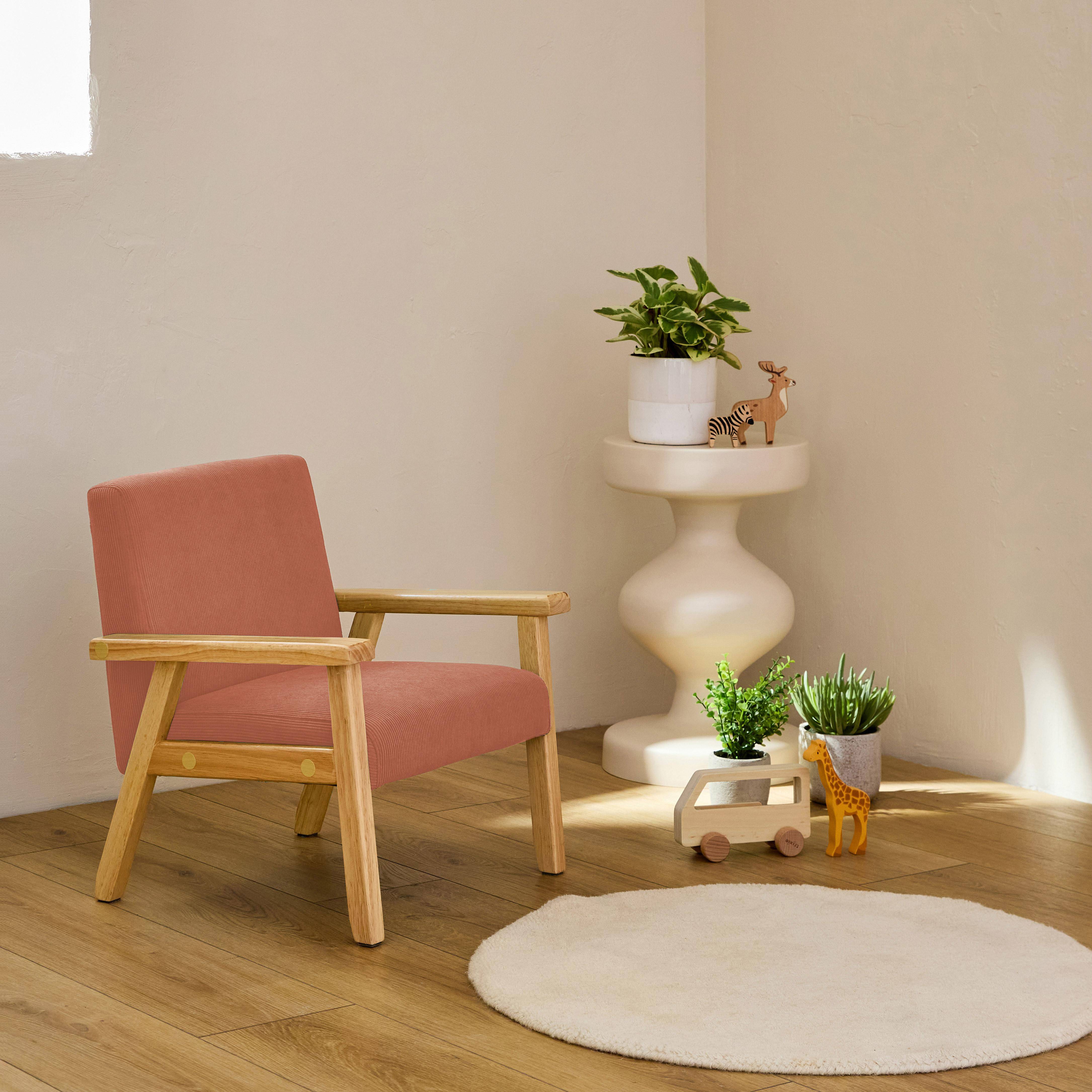 Isak kids - Sillón infantil escandinavo de pana y madera de caucho