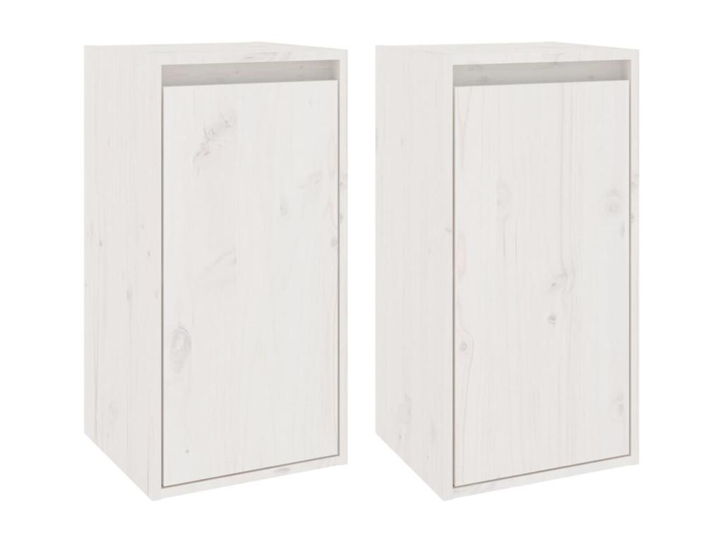 Armario de pared 2 uds madera maciza de pino blanco 30x30x60 cm