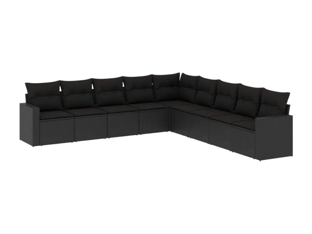 Set de sofás de jardín 8 piezas y cojines ratán sintético negro uuia28771