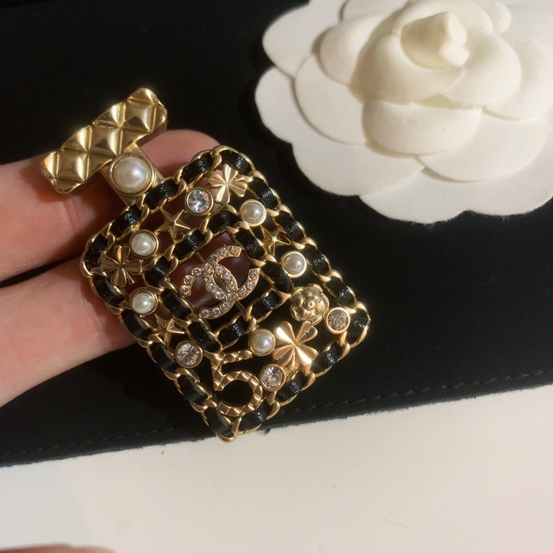 Chanel Leather Wrap Perfume Bottle Brooch - Original Replica Club