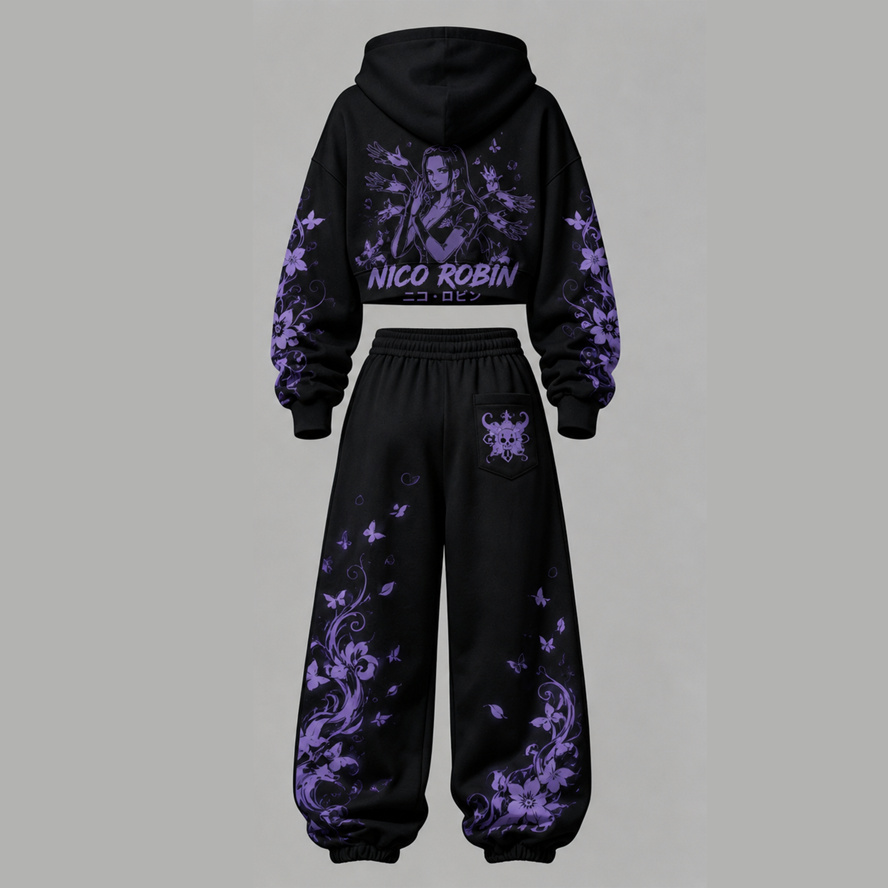 One Piece Cropped Long Sleeve Hoodie & High Waist Jogger Pants Two Piece TeeThreads Sustain the Scene with Custom Apparel