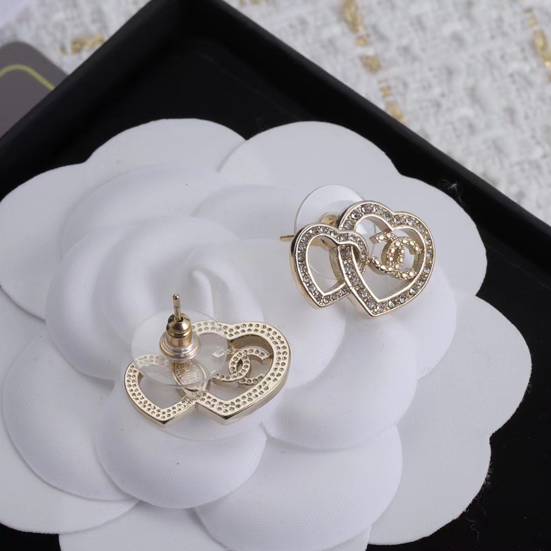 Chanel Two Hollow Heart Stud Earrings - Original Replica Club