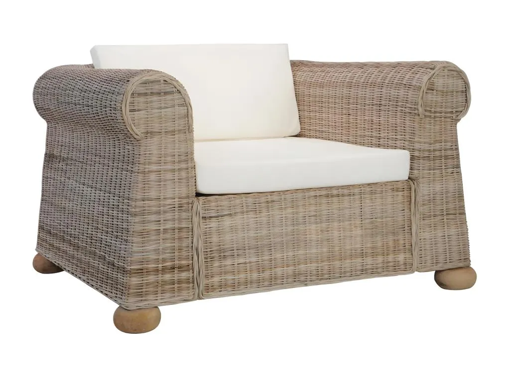 Sillón con cojines de ratán Quietena