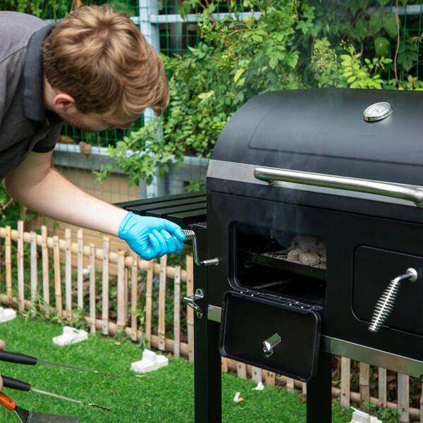 Heavy-duty Outdoor Barrel Charcoal Grill in Black - Image 8