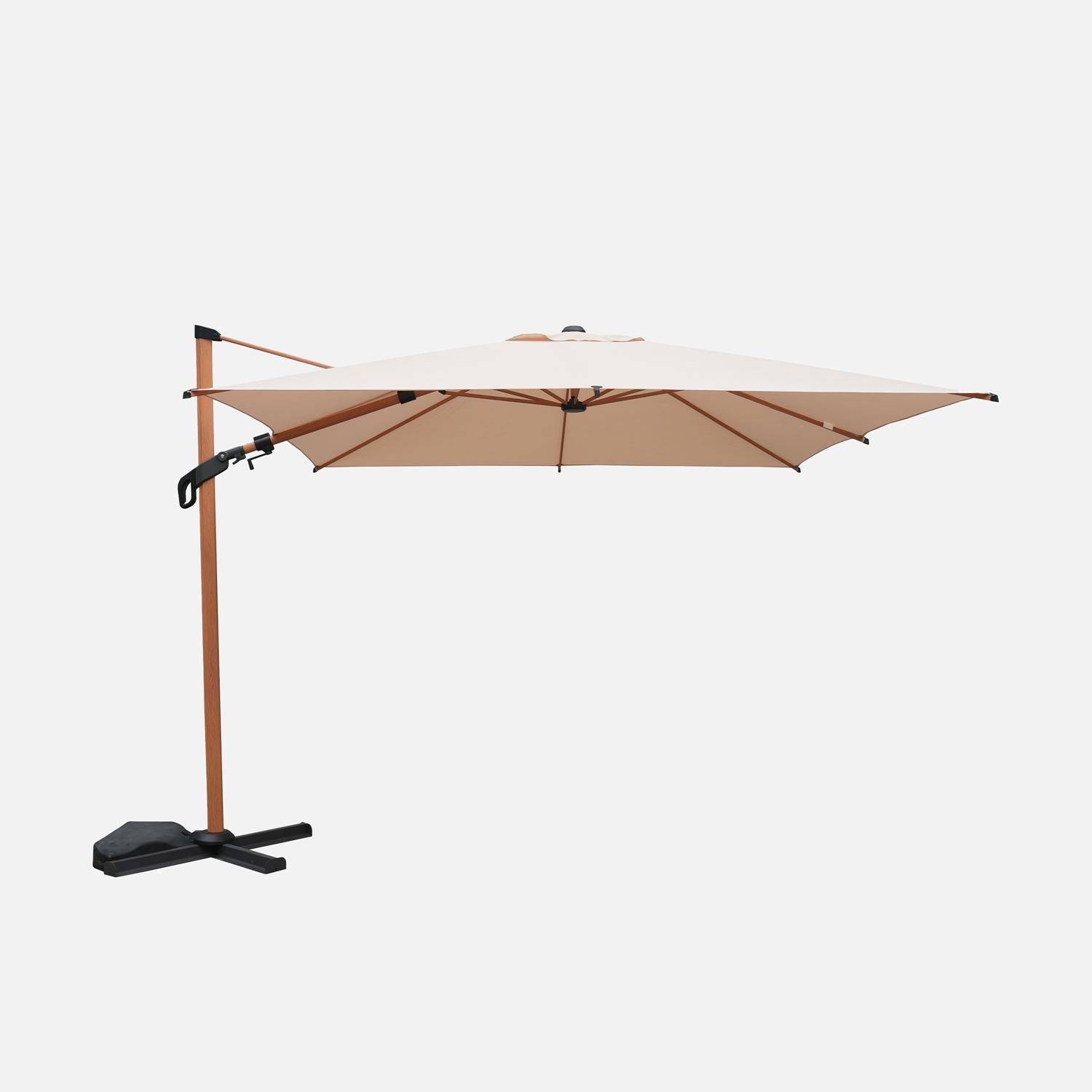 Etretat - Parasol rectangular poste efecto madera, 3x4m