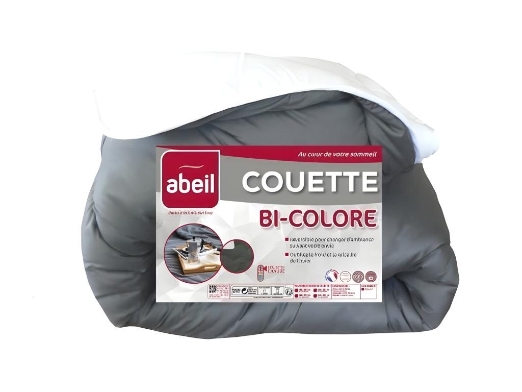 Couette Bicolore - 240 x 260 cm - Blanc et gris